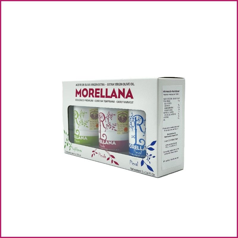 Morellana Picual + estuche. Botella cristal 500ml. Caja de 6 unidades. - La  Aceitera Jaenera